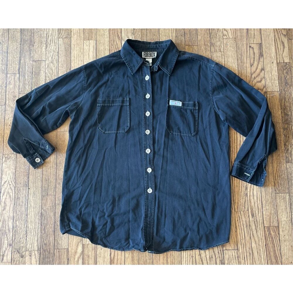 Forenza Men’s Large Black Vintage Button Up Shirt